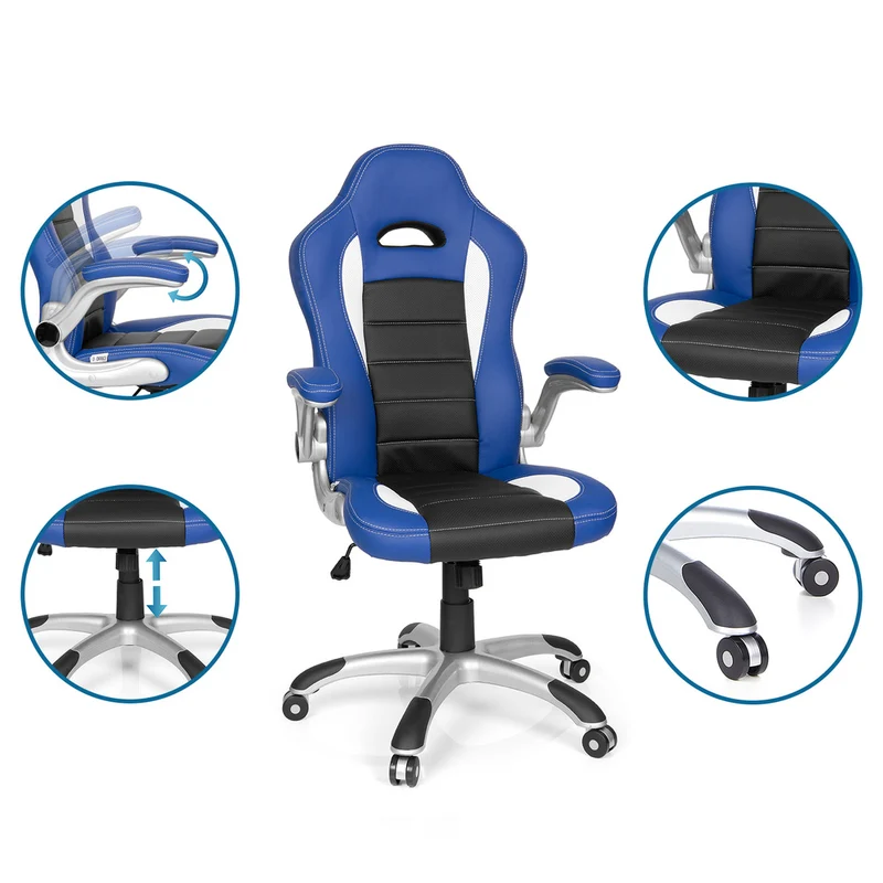 hjh OFFICE Gaming Stuhl Bürostuhl GAME SPORT blau schwarz SIEHE TEXT/FOTO