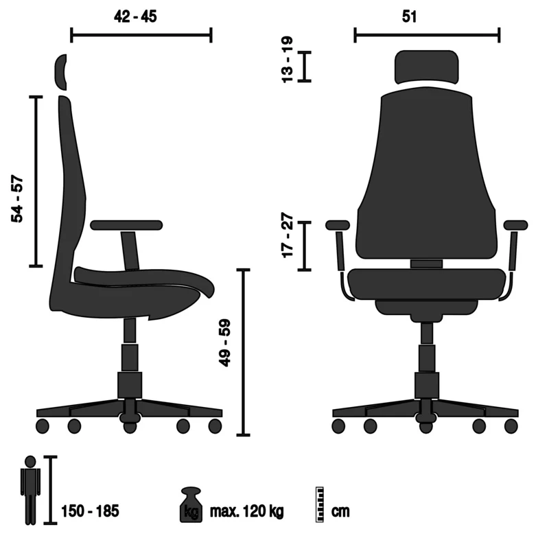 B-Ware hjh OFFICE Bürostuhl Chefsessel ERGOHUMAN SLIM ECO F GEN2 Sitz Stoff Sessel