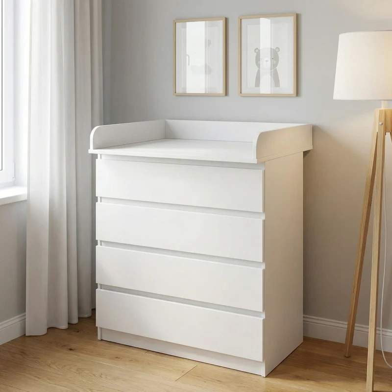 B-Ware Little One Wickelaufsatz Wickelstation für Ikea MALM Hemnes NORDLI weiß sicher