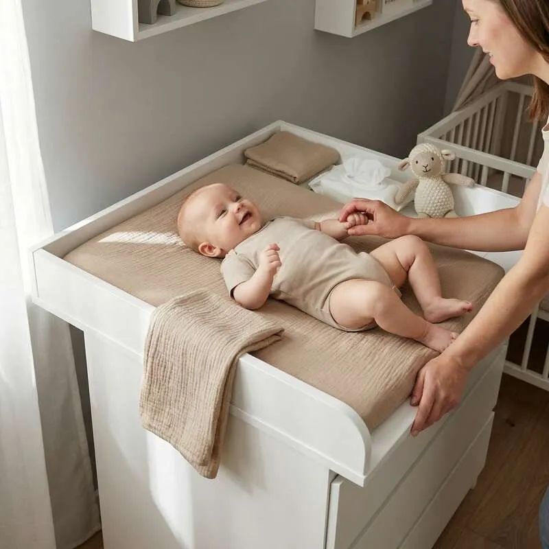 B-Ware Little One Wickelaufsatz Wickelstation für Ikea MALM Hemnes NORDLI weiß sicher