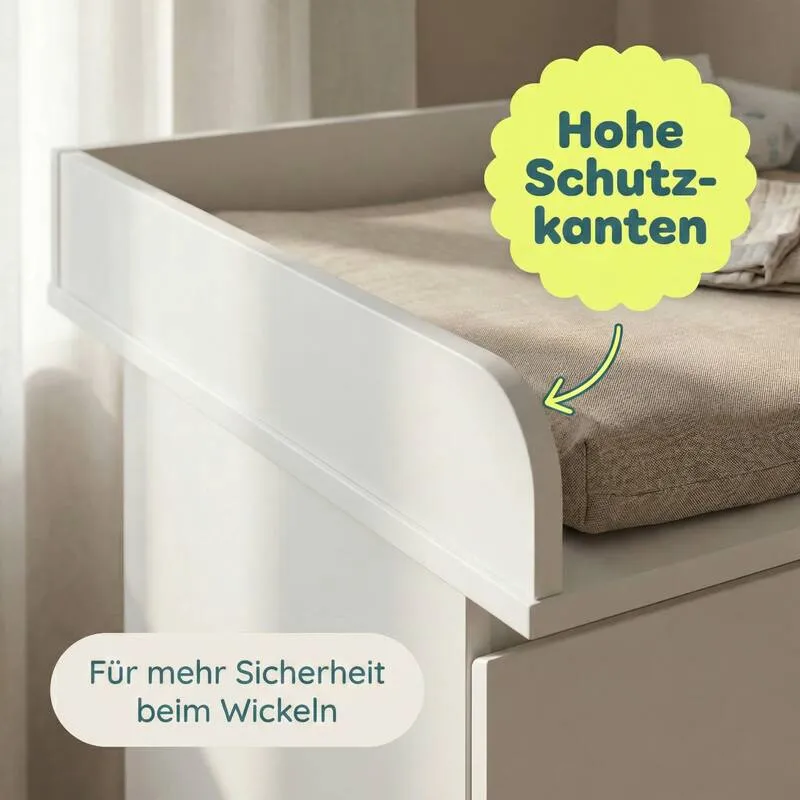 B-Ware Little One Wickelaufsatz Wickelstation für Ikea MALM Hemnes NORDLI weiß sicher