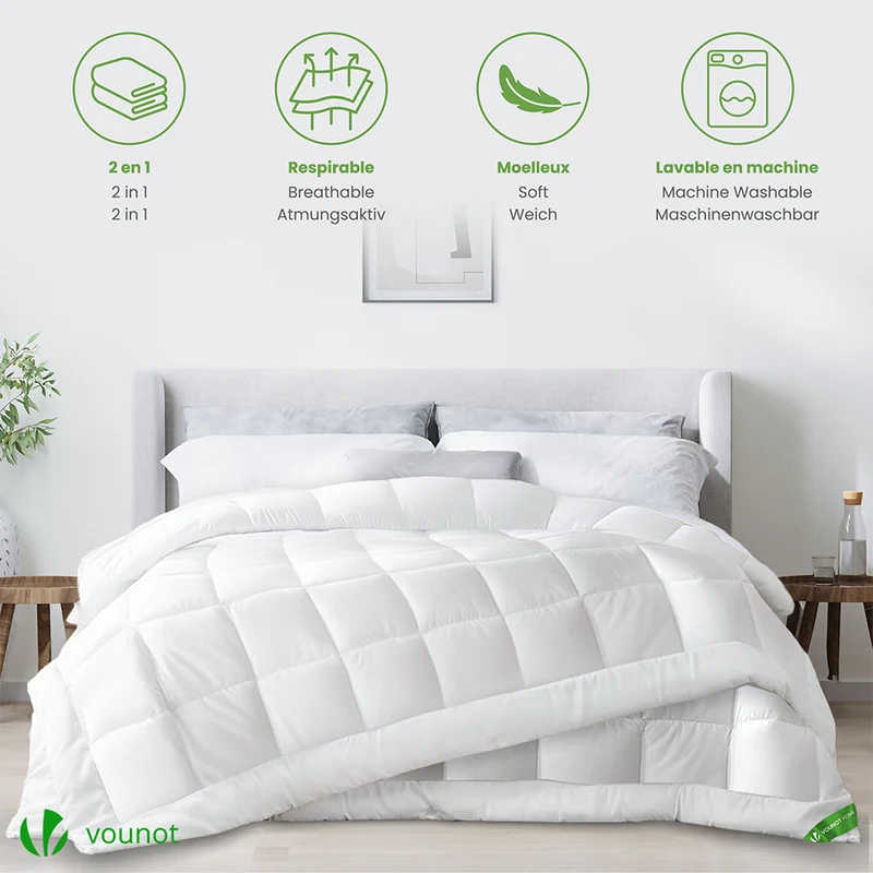 Bettdecke 220x240 cm, 4 Jahreszeiten Winterdecke 2er Set 500GSM