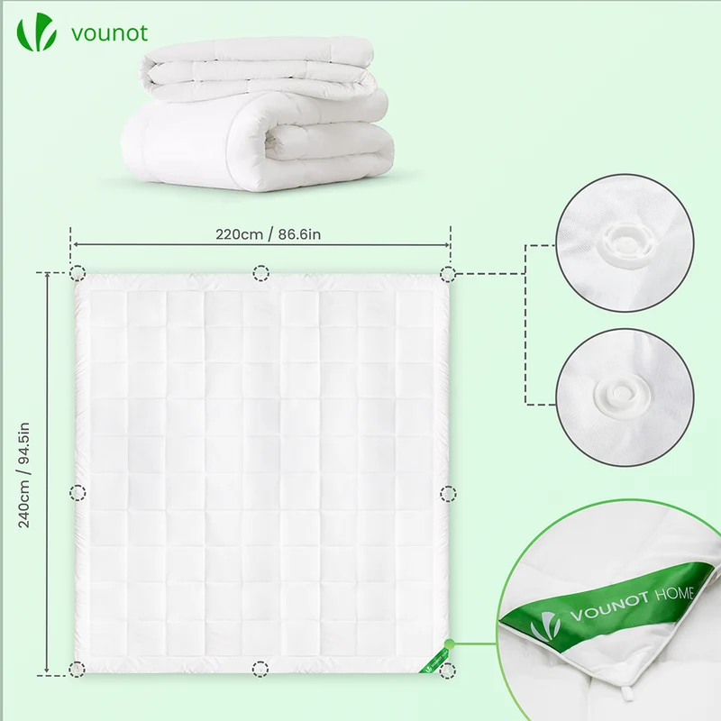 Bettdecke 220x240 cm, 4 Jahreszeiten Winterdecke 2er Set 500GSM