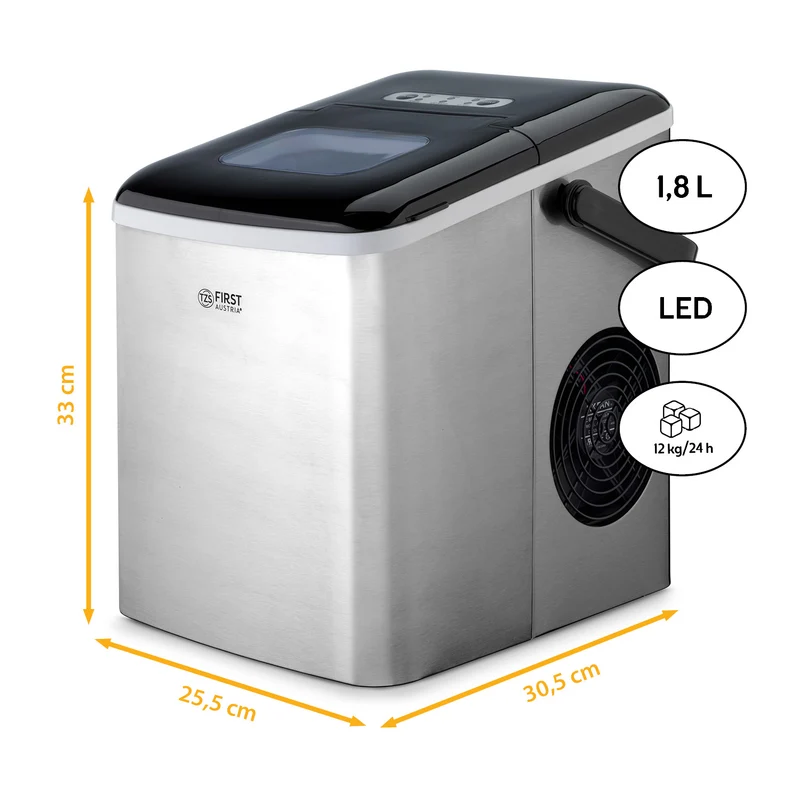 Eiswürfelbereiter 1,8L, Edelstahl, 12kg/24h