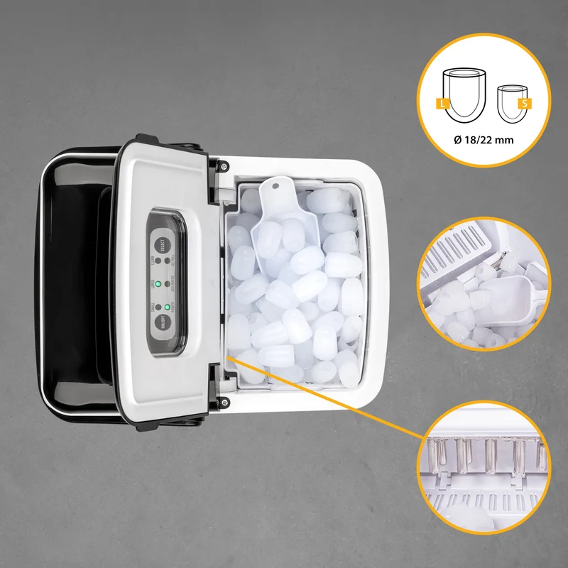 Eiswürfelbereiter 1,8L, Edelstahl, 12kg/24h
