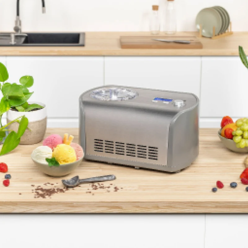Eismaschine 1,2L, Edelstahl, mit Kühlkompressor
