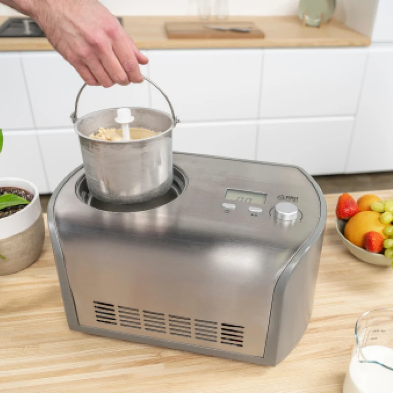 Eismaschine 1,2L, Edelstahl, mit Kühlkompressor