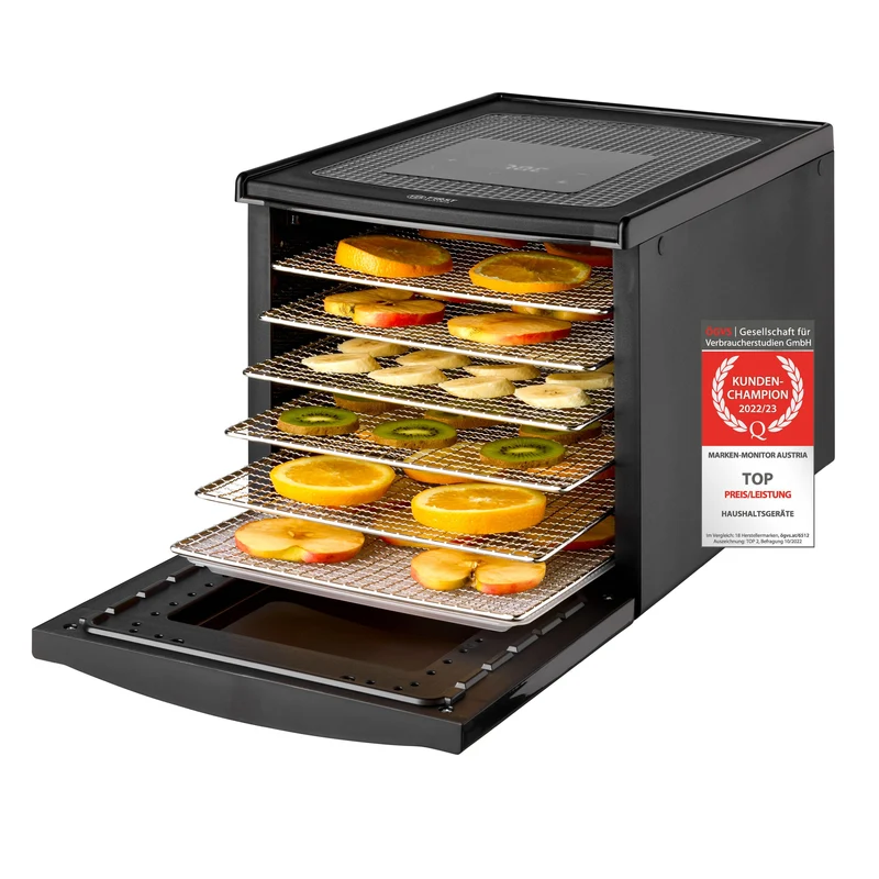 Dörrgerät 22L, 6 Edelstahl-Gitter, 500W