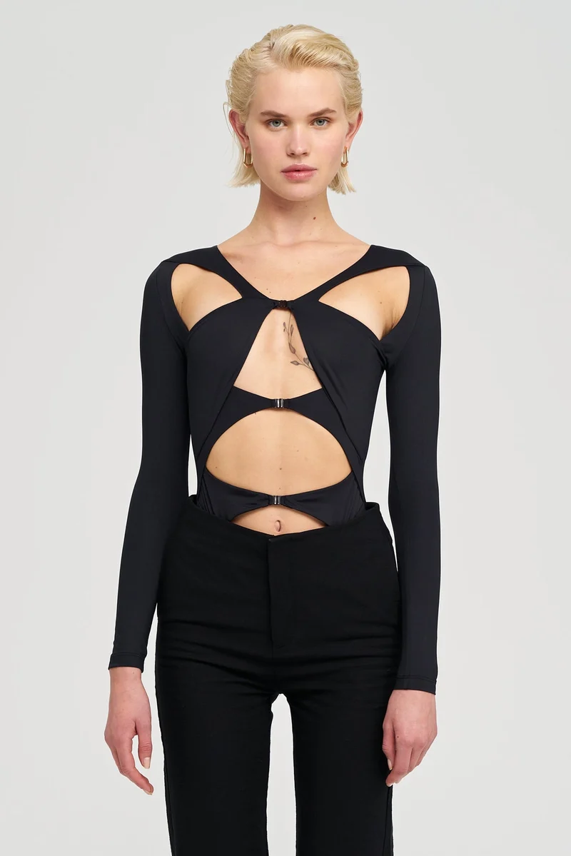 B-Ware IAMNOTBASIC Bodysuit Body Mai Schwarz Größe XS Damenanzug Fashion