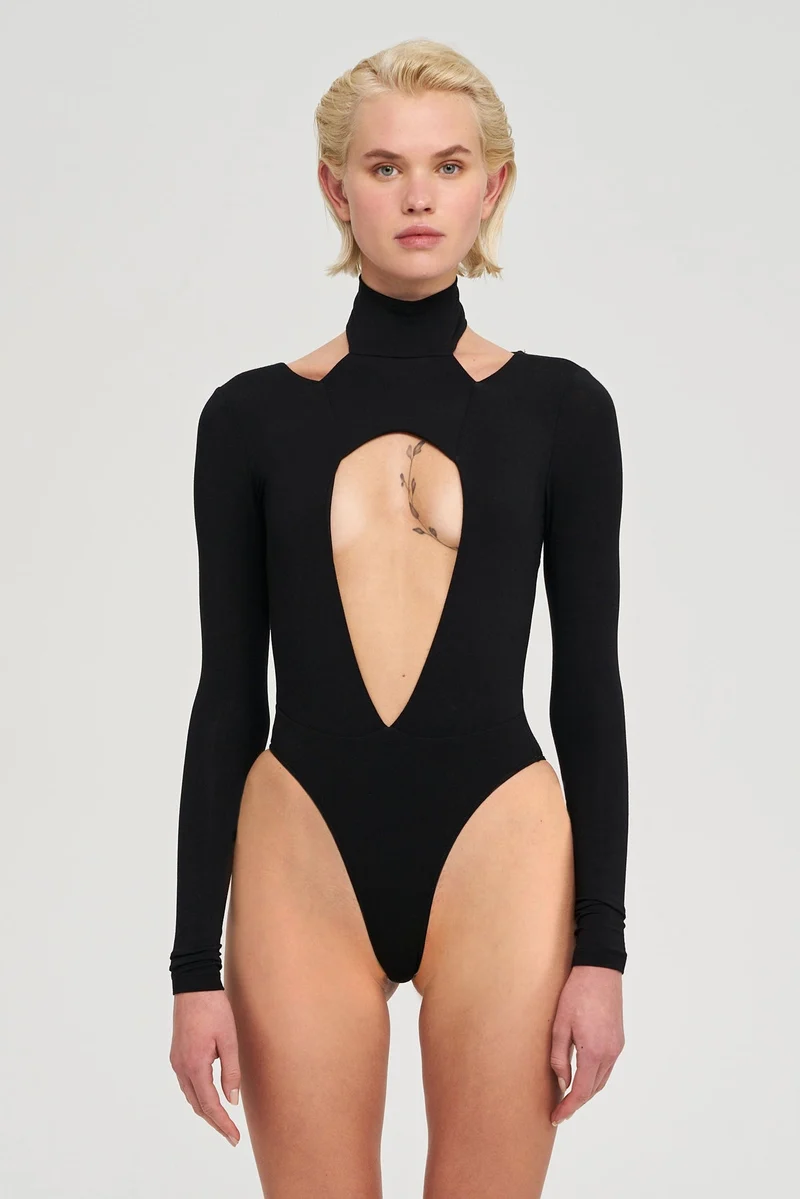 B-Ware IAMNOTBASIC Storm Bodysuit Body Einteiler Schwarz Größe S Damen Fashion
