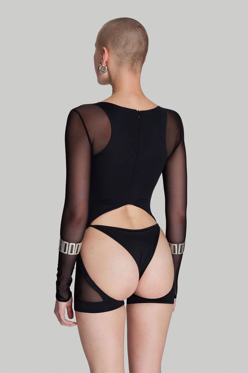 B-Ware IAMNOTBASIC Utopia Bodysuit Body Schwarz Damenbody Einteiler Größe M