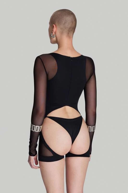 B-Ware IAMNOTBASIC Utopia Bodysuit Body Schwarz Damenbody Einteiler Größe M