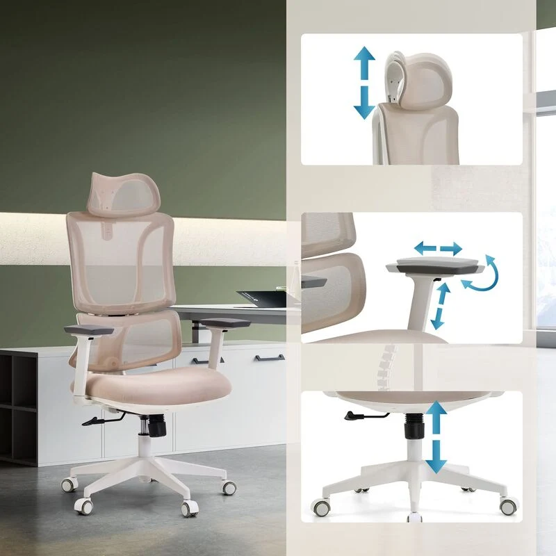B-Ware MyBuero Bürostuhl Schreibtischstuhl ERGOMY W Netzstoff Stoff Armlehnen Beige