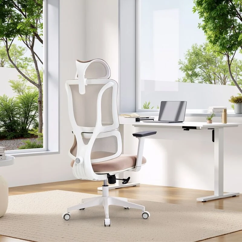 B-Ware MyBuero Bürostuhl Schreibtischstuhl ERGOMY W Netzstoff Stoff Armlehnen Beige