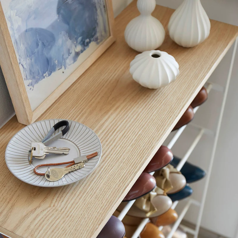 6-Tiered Wood-Top Shoe Rack