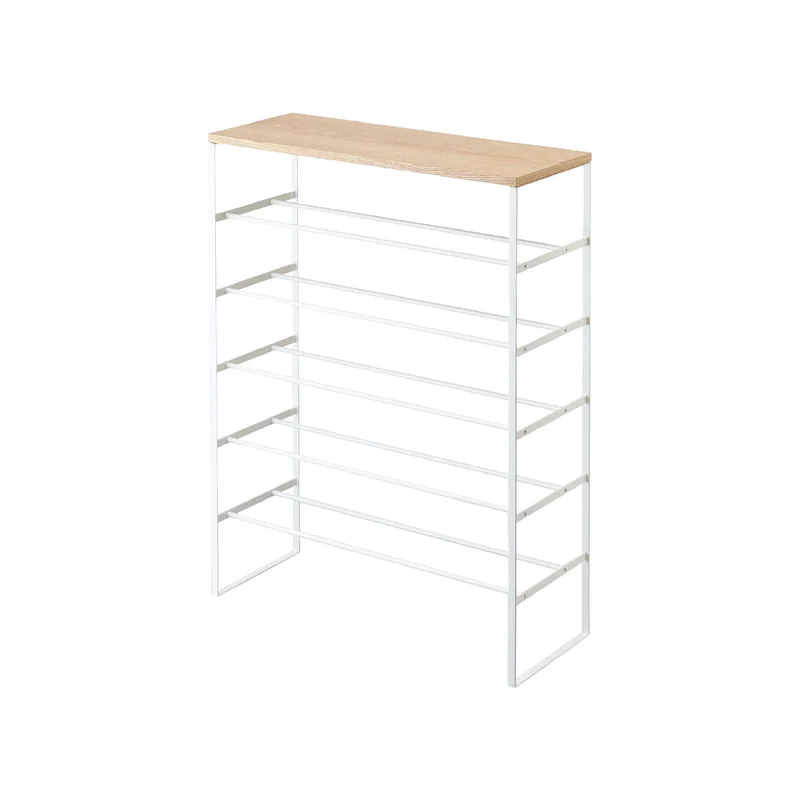 6-Tiered Wood-Top Shoe Rack