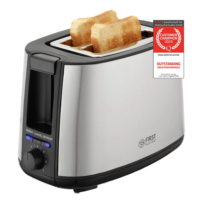 Toaster 2 Scheiben, mit Brötchenaufsatz, 7 Bräunungsstufen