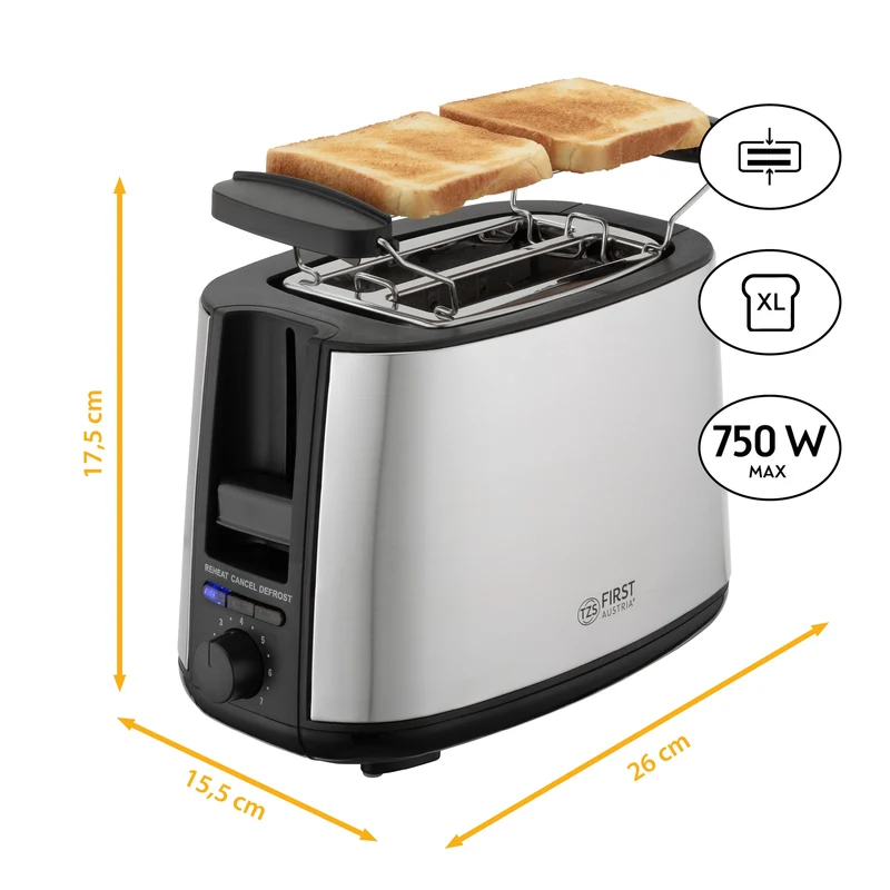Toaster 2 Scheiben, mit Brötchenaufsatz, 7 Bräunungsstufen