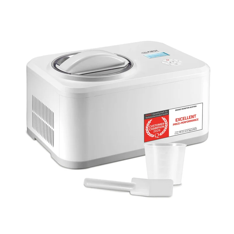 Eismaschine 1,5L, mit Joghurt-Funktion, Edelstahl-Behälter