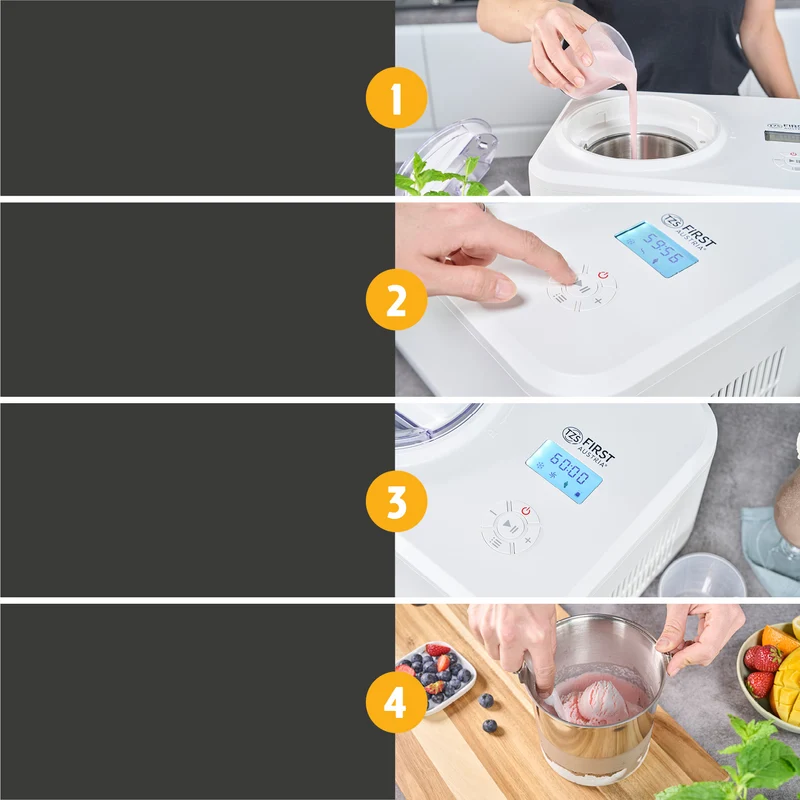 Eismaschine 1,5L, mit Joghurt-Funktion, Edelstahl-Behälter