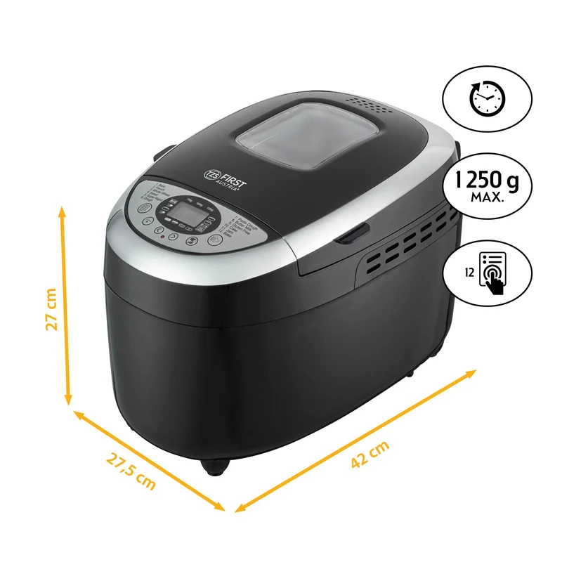 Brotbackautomat 900–1250 g, 12 Programme, 4 Bräunungsstufen