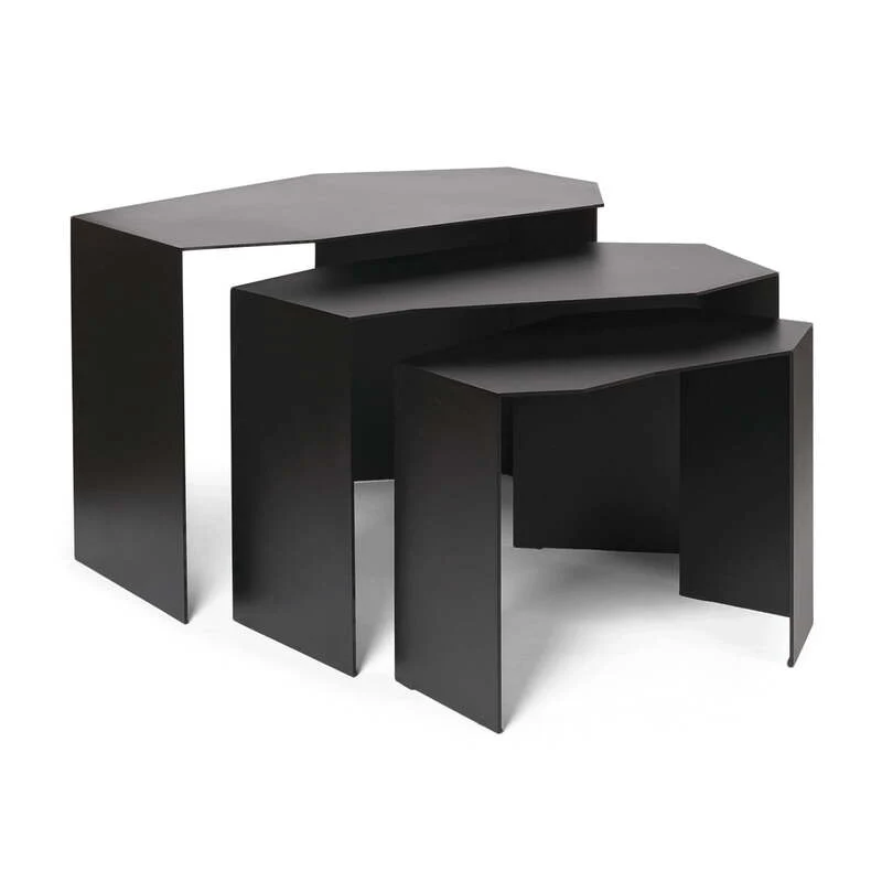 B-Ware Ferm Living Satztisch Set Beistelltisch Shard Cluster schwarz 3er Set Tisch