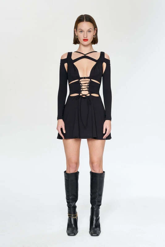 B-Ware IAMNOTBASIC Blanca Kleid Dress Schwarz Größe M