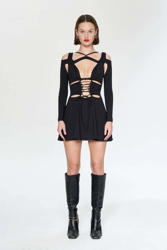 B-Ware IAMNOTBASIC Blanca Kleid Dress Schwarz Damenmode Größe S