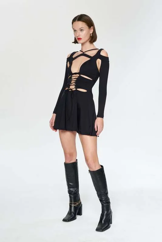B-Ware IAMNOTBASIC Blanca Kleid Dress Schwarz Damenmode Größe S