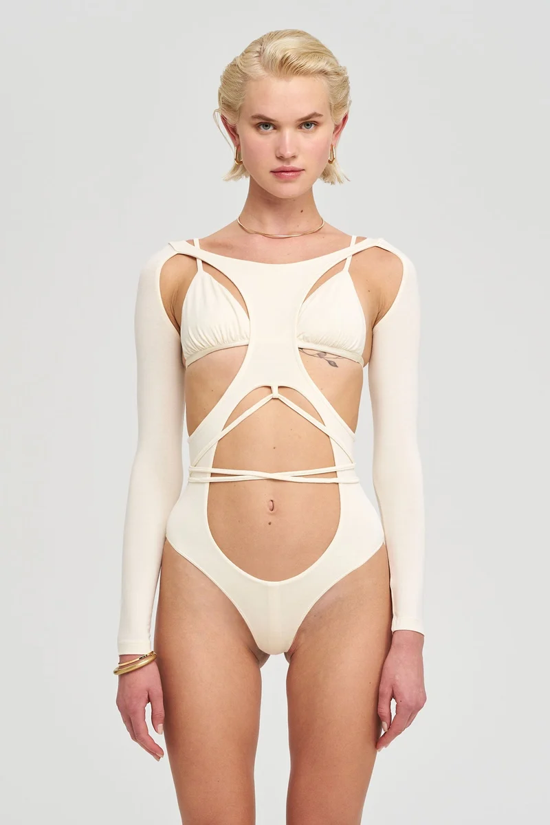 B-Ware IAMNOTBASIC Margot Bodysuit Body Einteiler Damen Elfenbein Größe M