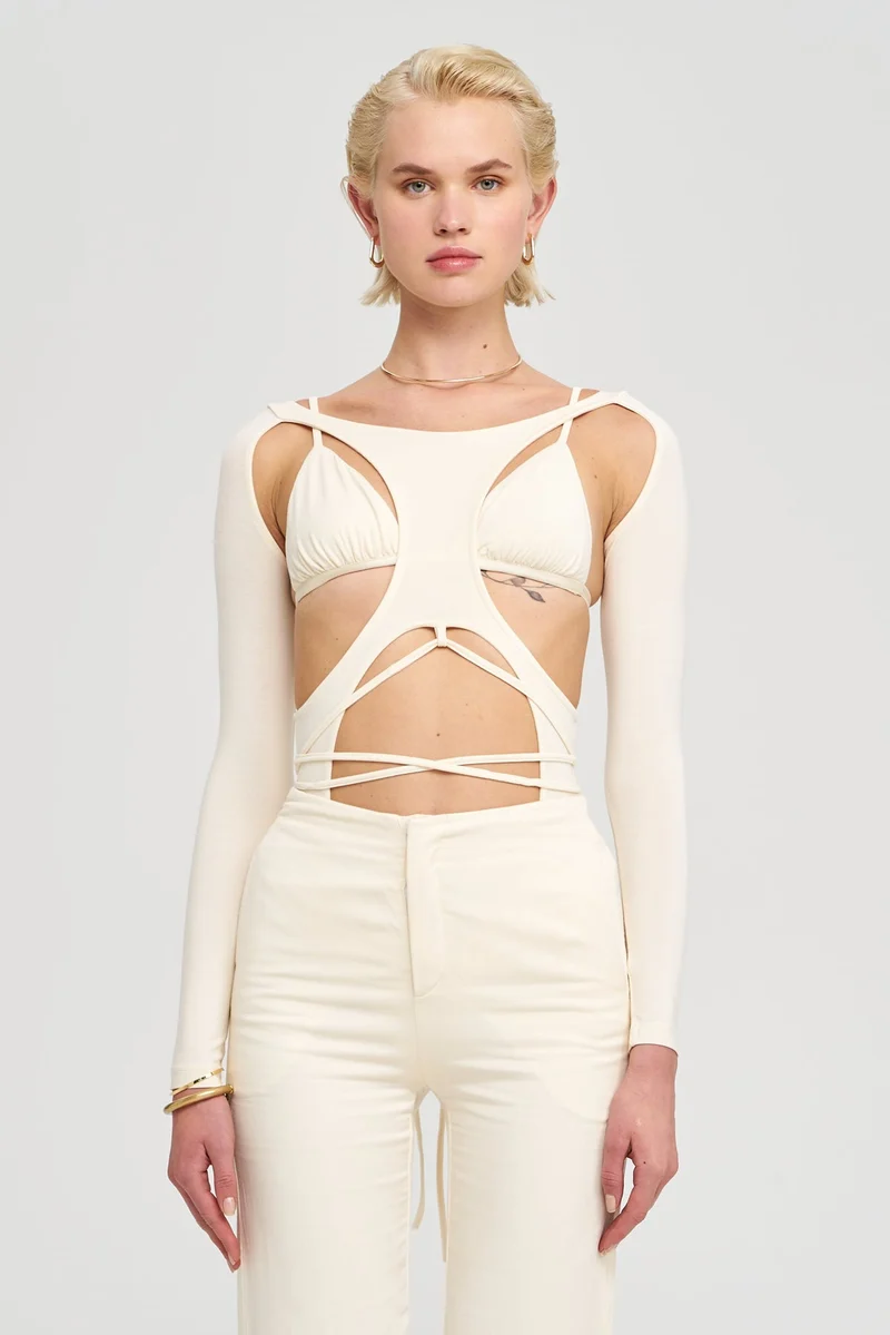 B-Ware IAMNOTBASIC Margot Bodysuit Body Einteiler Damen Elfenbein Größe M