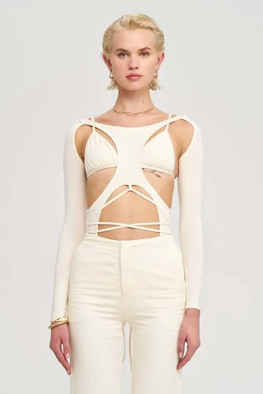 B-Ware IAMNOTBASIC Margot Bodysuit Body Einteiler Damen Elfenbein Größe M