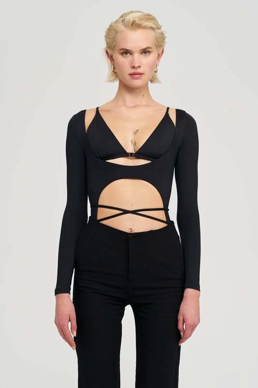 B-Ware IAMNOTBASIC Judith Bodysuit Einteiler Body Schwarz Größe XS Damenmode