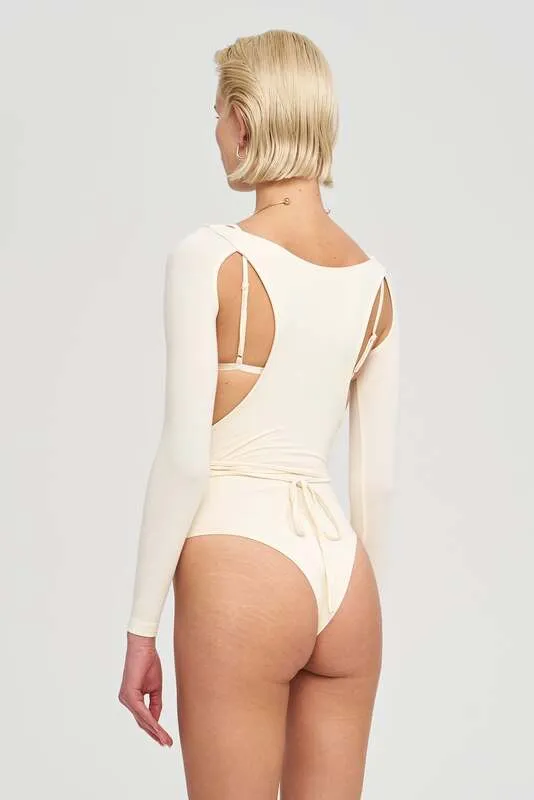B-Ware IAMNOTBASIC Margot Bodysuit Einteiler Damenbody Elfenbein Größe XS