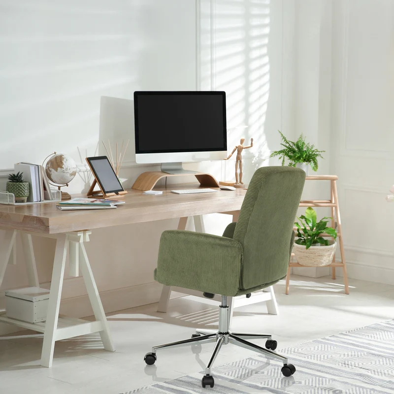 B-Ware hjh OFFICE Bürostuhl Drehstuhl Schalenstuhl SOLAO CORD Stoff dunkelgrün