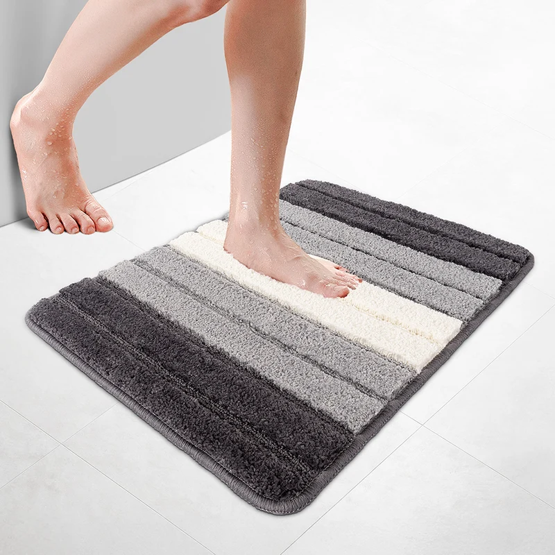 Badematte Rutschfeste, Mikrofaser Badezimmerteppich Farbverlauf 50x80cm Grau