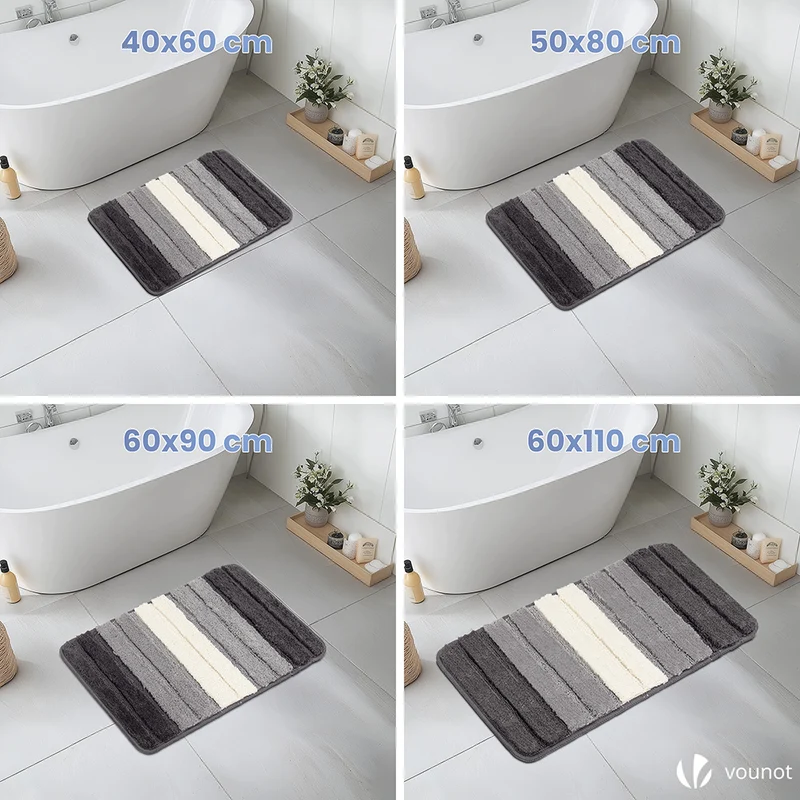 Badematte Rutschfeste, Mikrofaser Badezimmerteppich Farbverlauf 50x80cm Grau