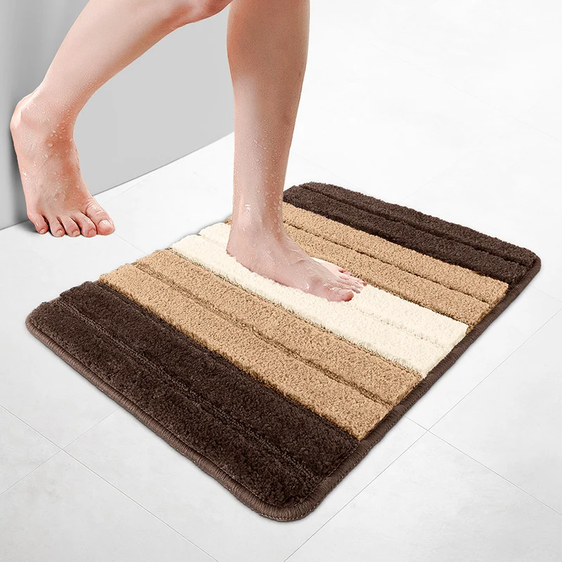 Badematte Rutschfeste, Mikrofaser Badezimmerteppich Farbverlauf 50x80cm Beige
