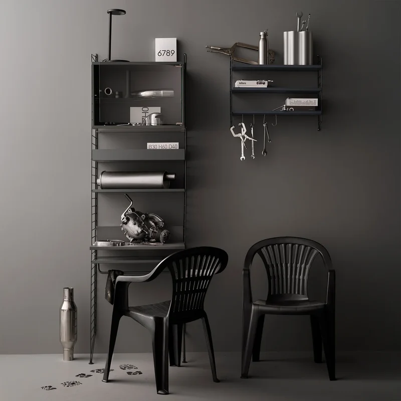 B-Ware String Stange Kleiderstange Garderobe Metallboden schwarz SIEHE TEXT/FOTO