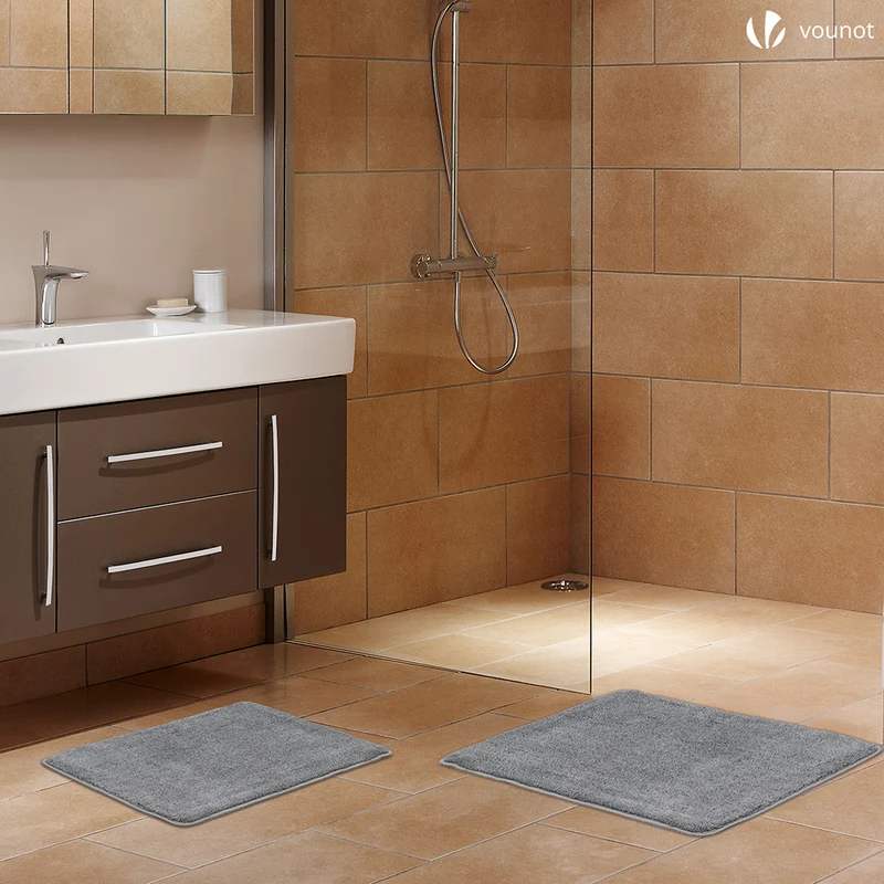 Badematte Rutschfeste Mikrofaser Badezimmerteppich 50x80cm Grau