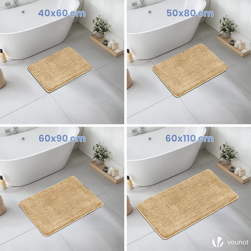 Badematte Rutschfeste Mikrofaser Badezimmerteppich 50x80cm Beige