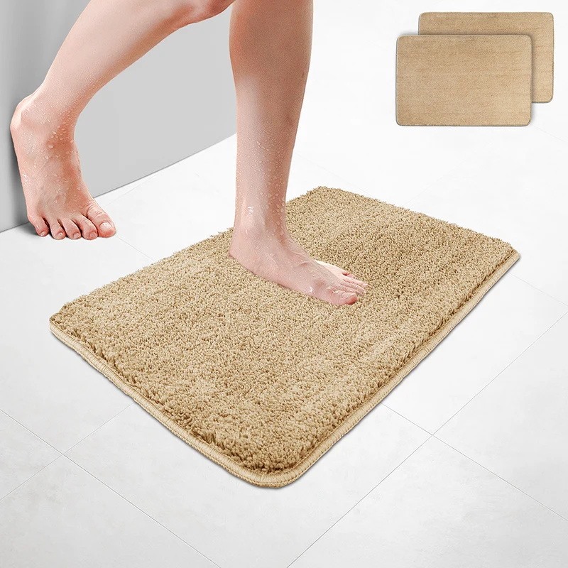 2er-Set Badematte Rutschfeste Mikrofaser Badezimmerteppich 40x60cm Beige