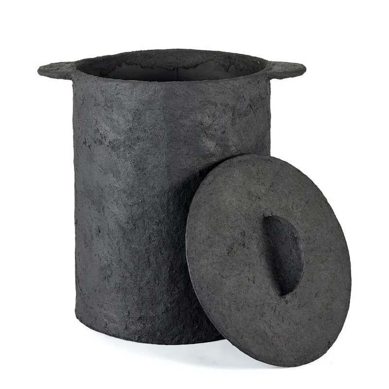 B-Ware Serax Wäschekorb Korb Wäschebehälter Leinensack Deckel schwarz SIEHE TEXT/FOTO