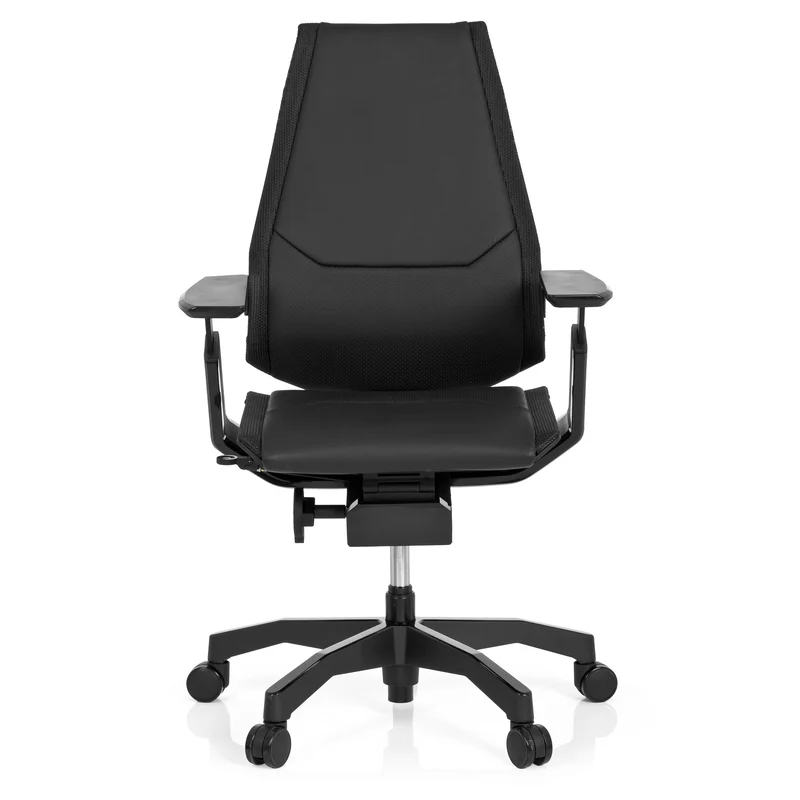 B-Ware hjh OFFICE Bürostuhl Drehstuhl Stuhl GENIDIA BLACK Leder schwarz Lordosenstüt175