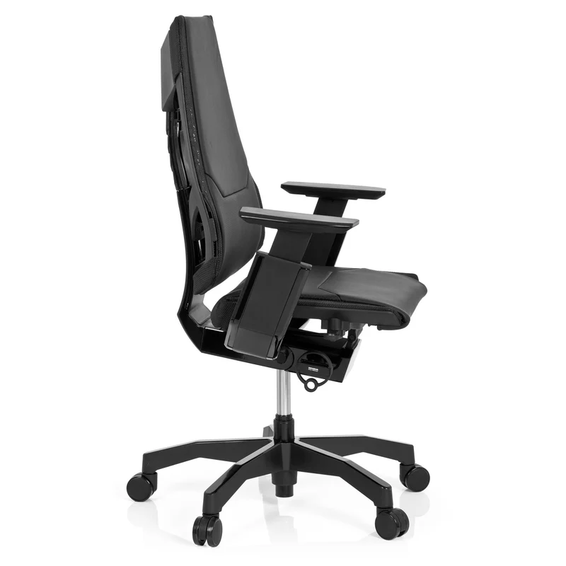 B-Ware hjh OFFICE Bürostuhl Drehstuhl Stuhl GENIDIA BLACK Leder schwarz Lordosenstüt175