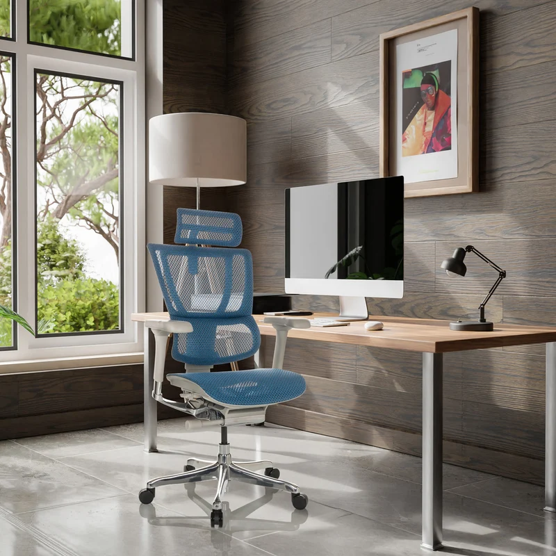 B-Ware hjh OFFICE Bürostuhl Chefsessel Drehstuhl ERGOHUMAN SLIM I G Netzstoff blau679