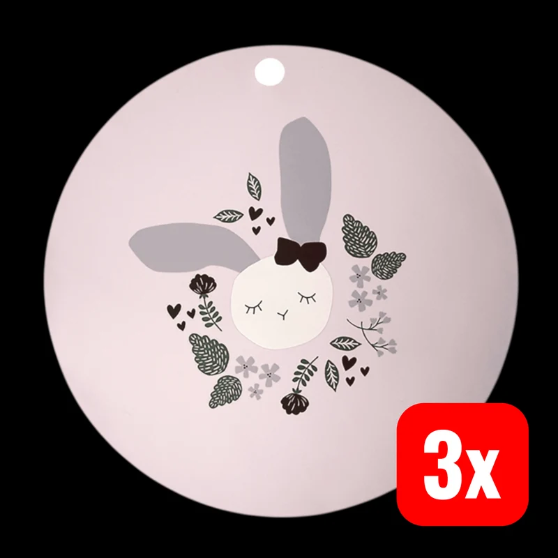 3x B-Ware kikadu Silikon-Platzset Tischunterlage Hase Rosa Unterlage Kinder 3 STÜCK