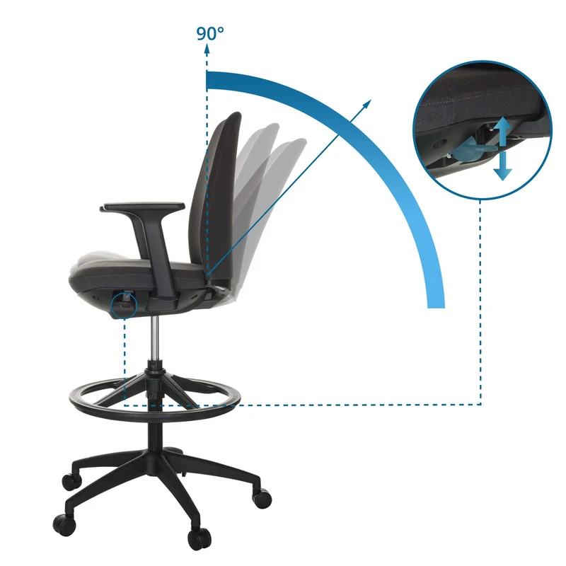 B-Ware hjh OFFICE Arbeitsstuhl Counterstuhl Drehstuhl NESTORA WORK Stoff schwarz787