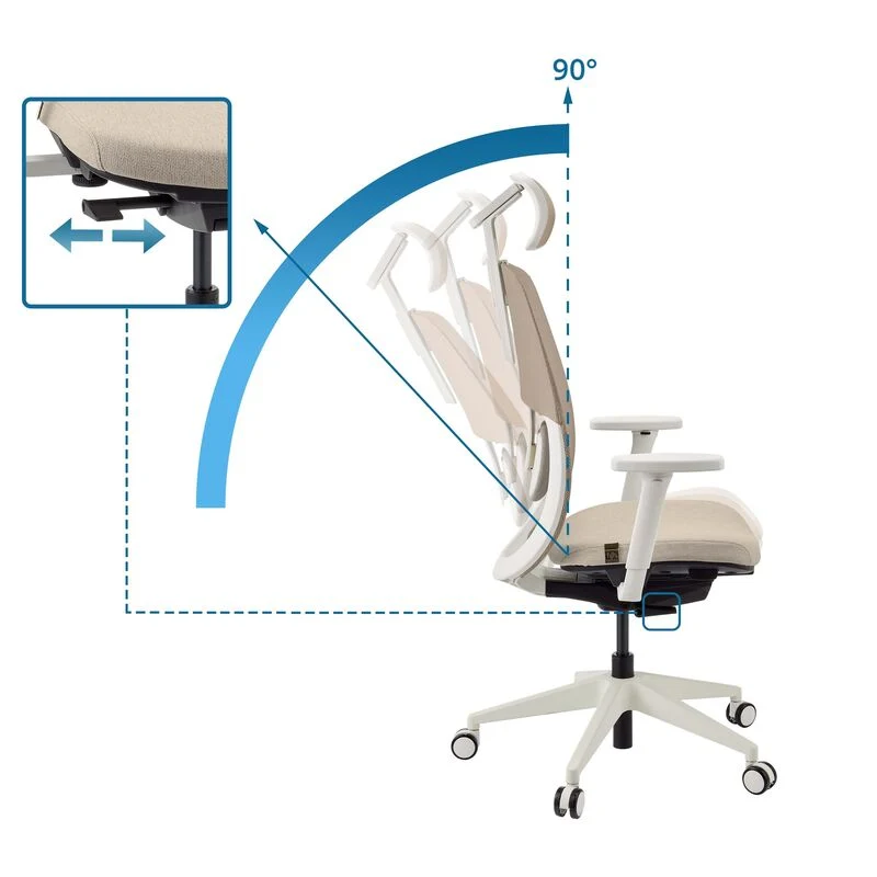 B-Ware hjh OFFICE Bürostuhl Drehstuhl Stuhl Skandis Pro Kopfstütze Beige Weiß Mesh
