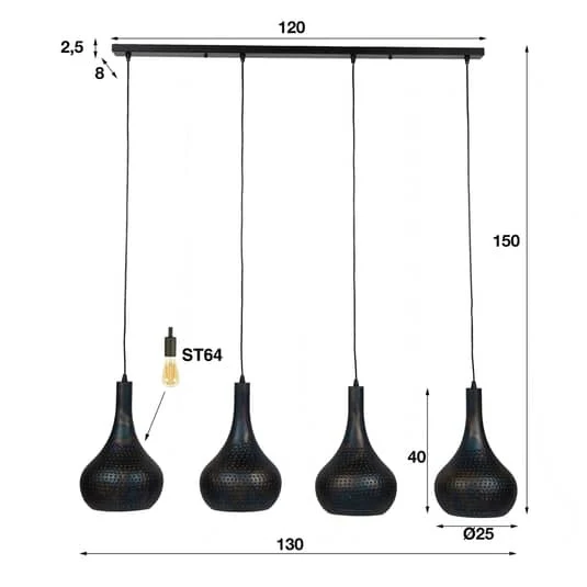 B-Ware Emob Hängeleuchte Bombur Hängelampe Pendelleuchte Pendellampe Lampe Vierflammig